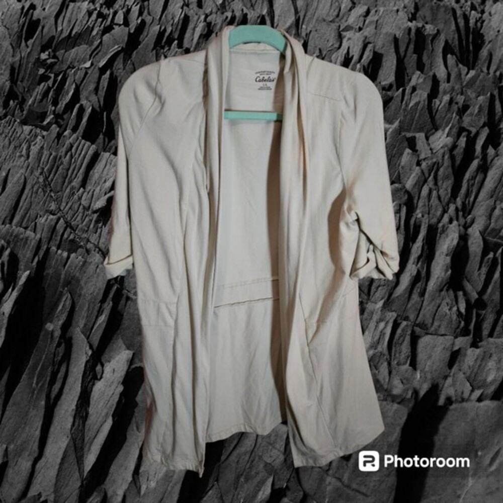 Cabela's Short‎ Sleeve Cardigan Size L Tan